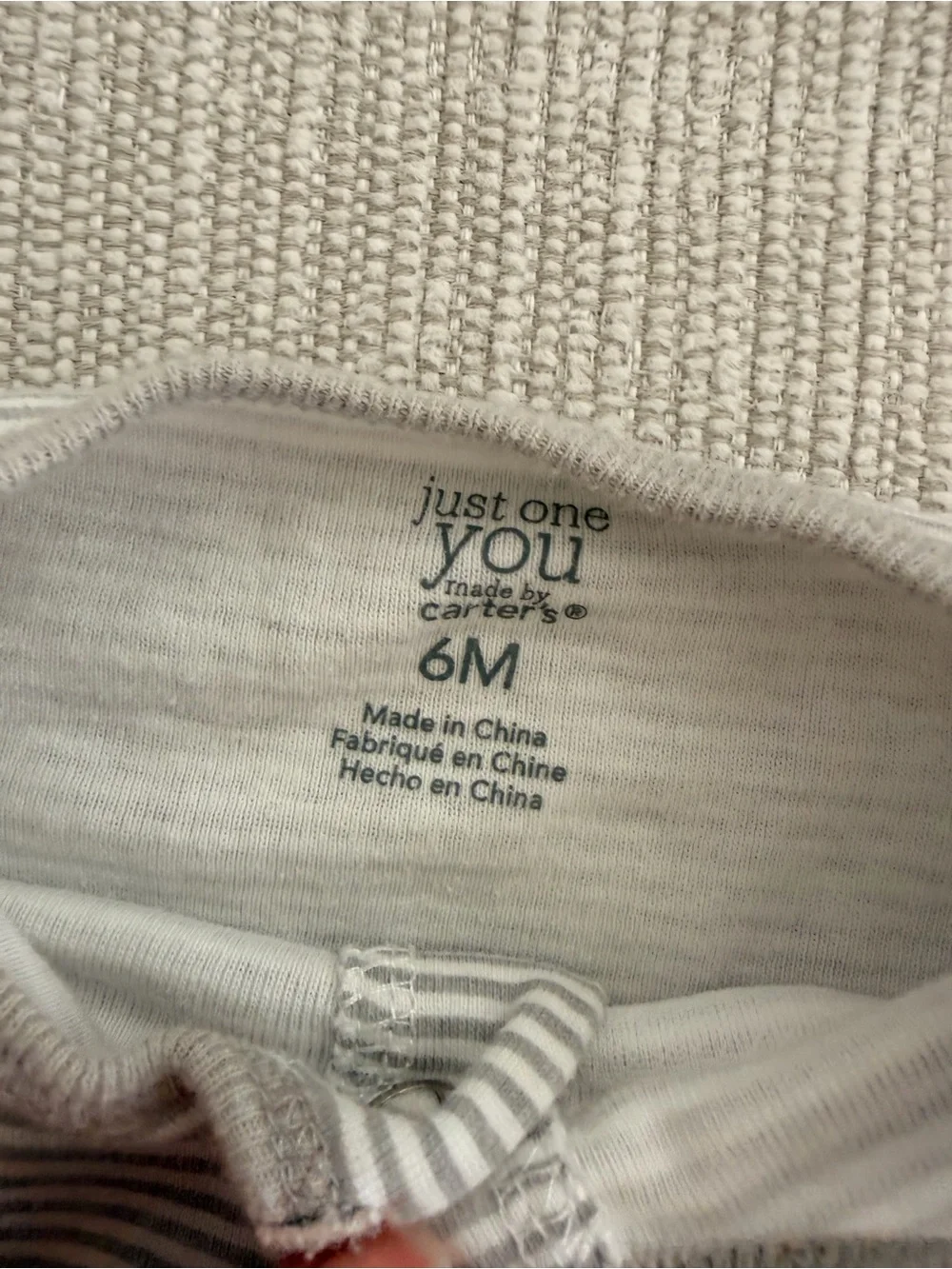 Carter's Gray Striped Footed One-Piece with Giraffe
